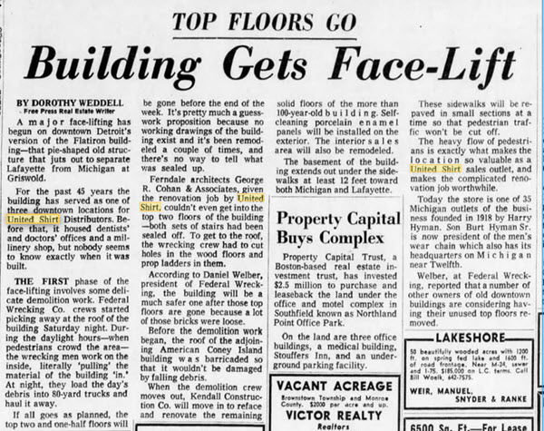 United Shirt - Bulding Remodel In 1971 (newer photo)